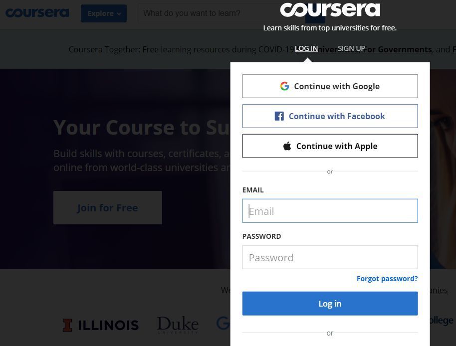 Online Learning Platform - Course Authentication and user profile creation